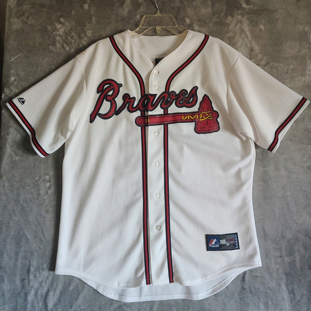 Majestic Atlanta Braves White Upton 8 Baseball Jersey Men's Size L